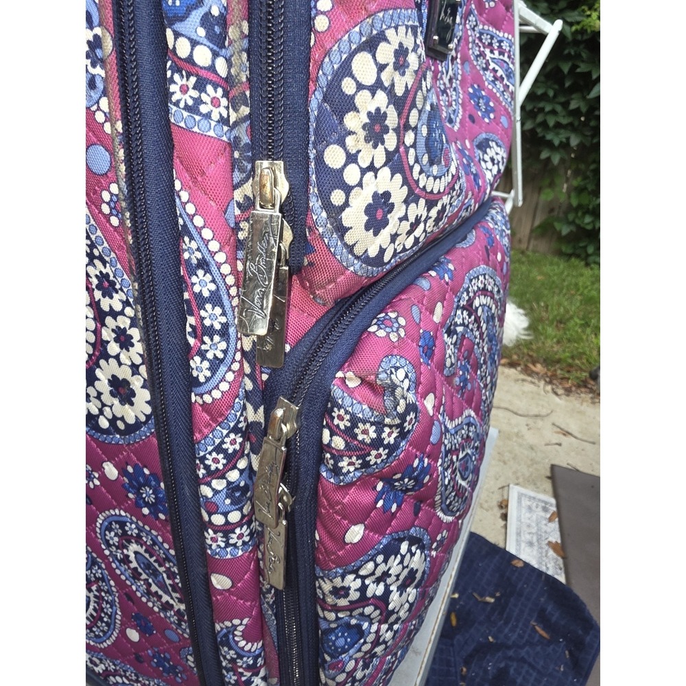 Vera Bradley Rolling Suitcase Lge Paisley Quilted Expandable See Pics Flaws - Picture 5 of 13